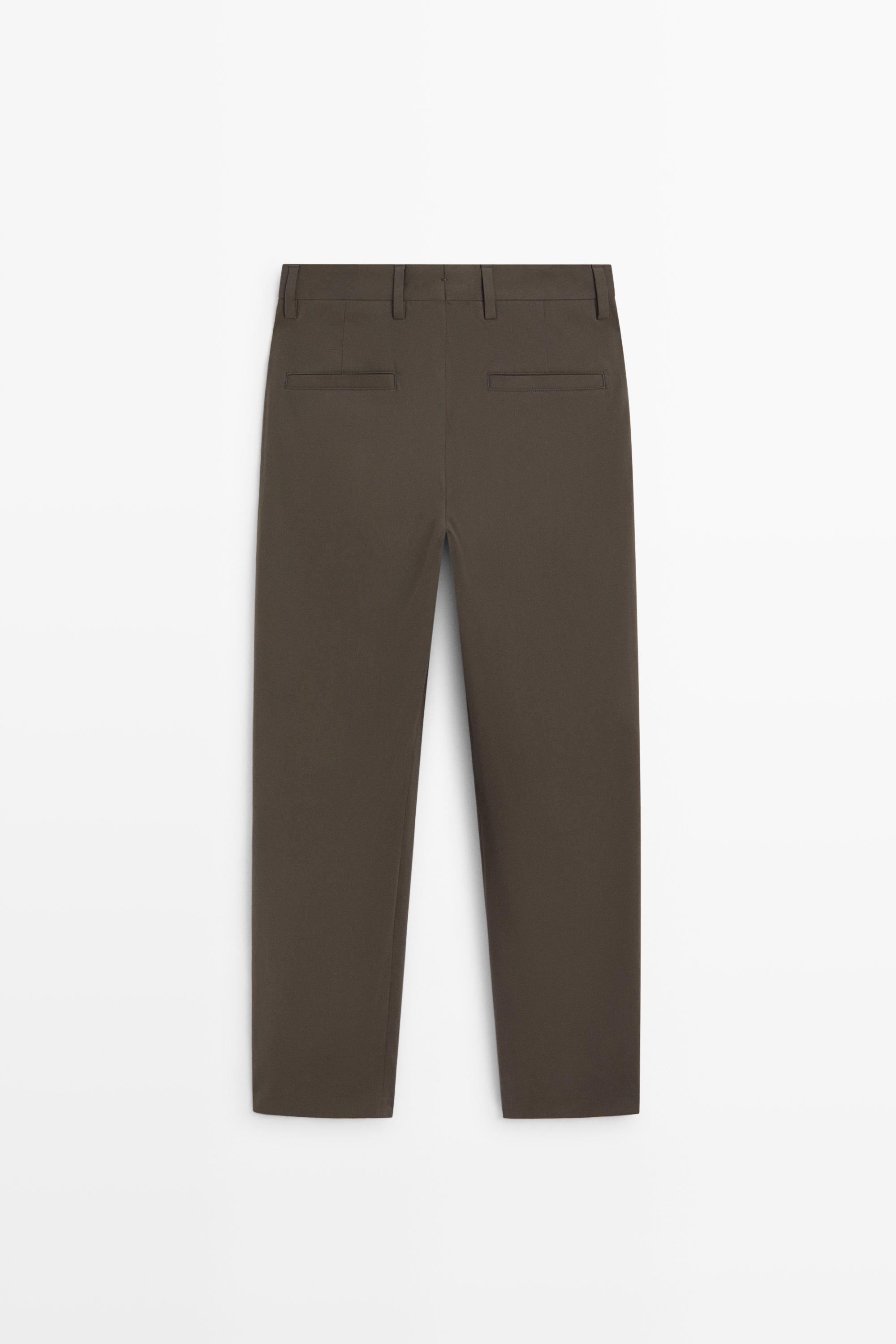 Pantalon jambe large à pinces en daim