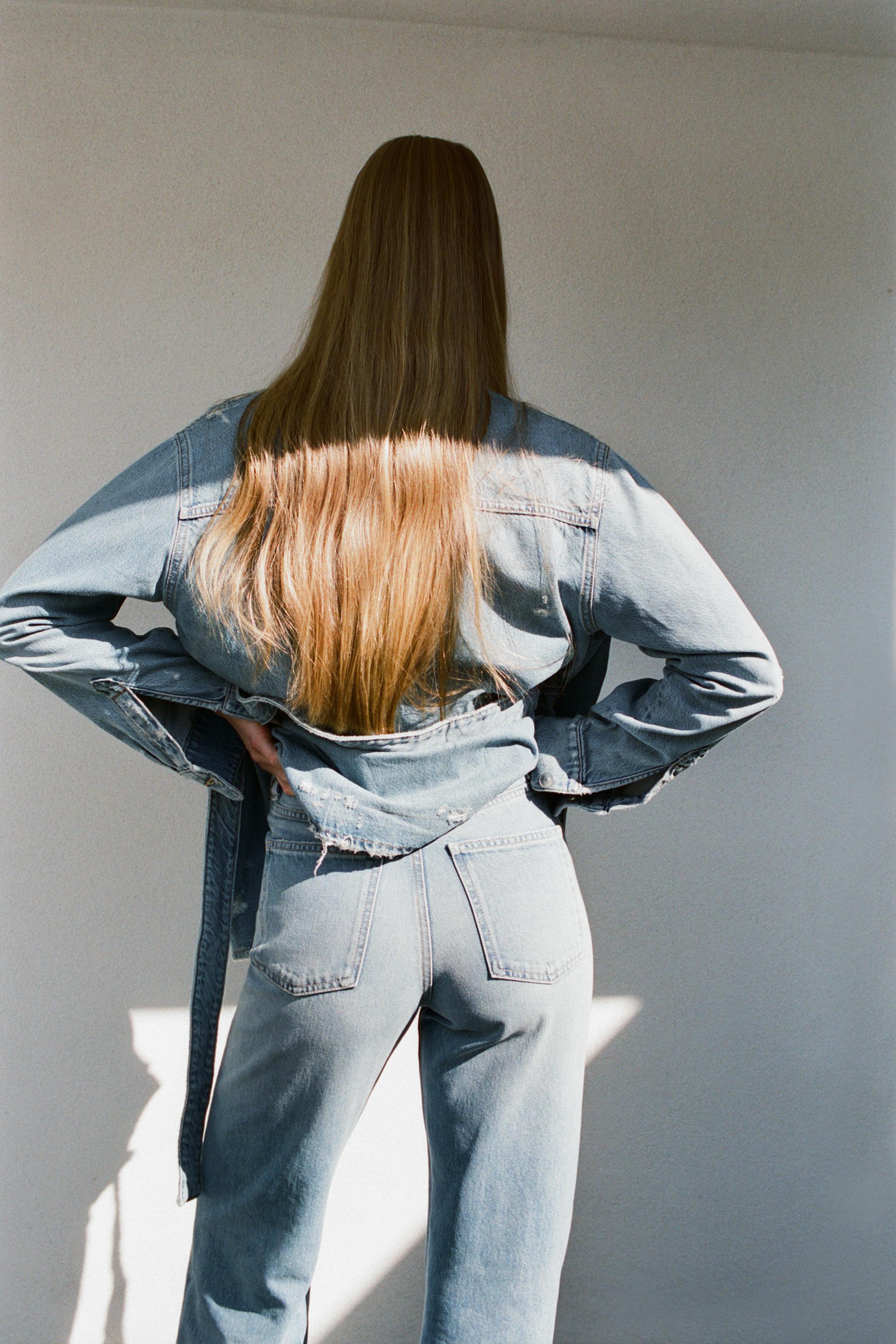 品揃え豊富で - シャツジャケット TRF デニム ダメージ ライトブルー ZARA | ジャケット・アウター