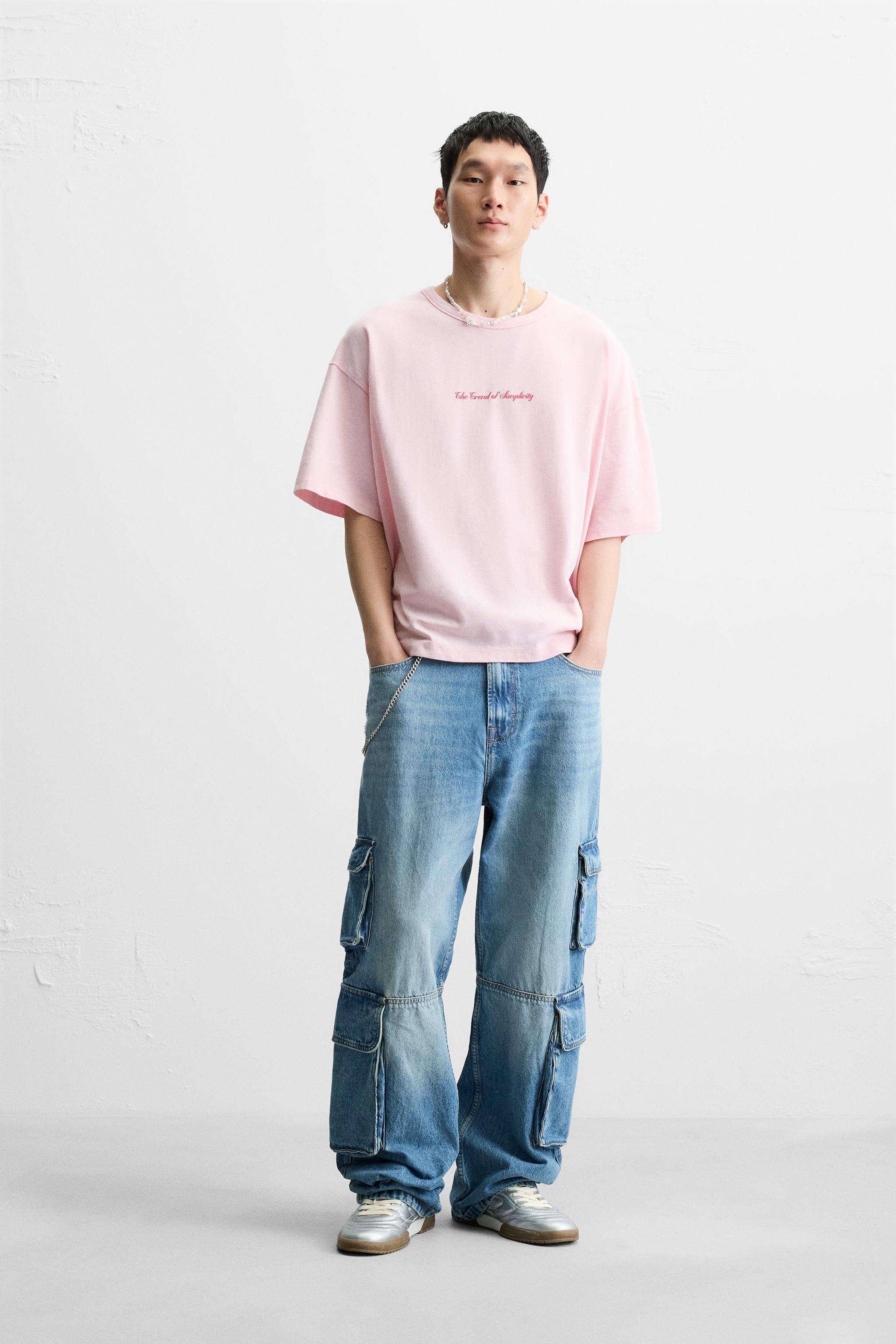 逆輸入 Pink - T-SHIRT TEXT PRINTED | States United ZARA アイドルグッズ