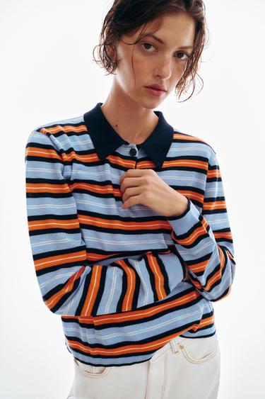 STRIPED KNIT POLO SHIRT - Multicoloured by Zara