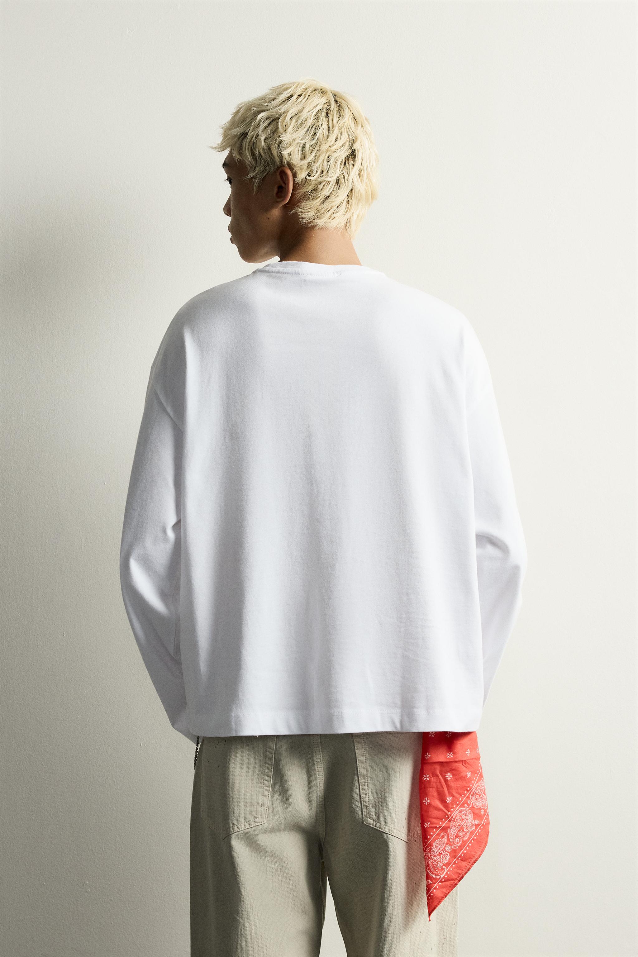 Zara UZUN KOLLU RELAXED FIT T-SHIRT görsel 3