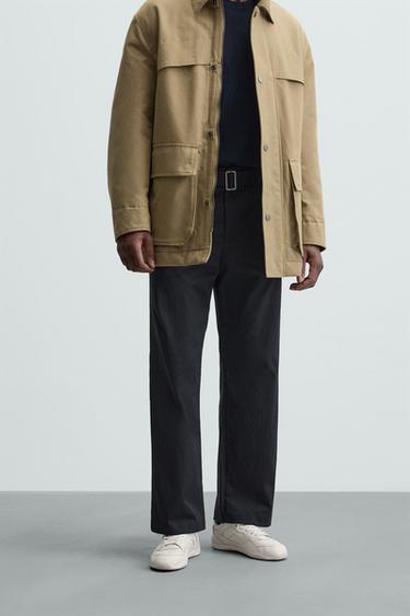 PANTALÓN WIDE FIT CINTURÓN - Marino de Zara