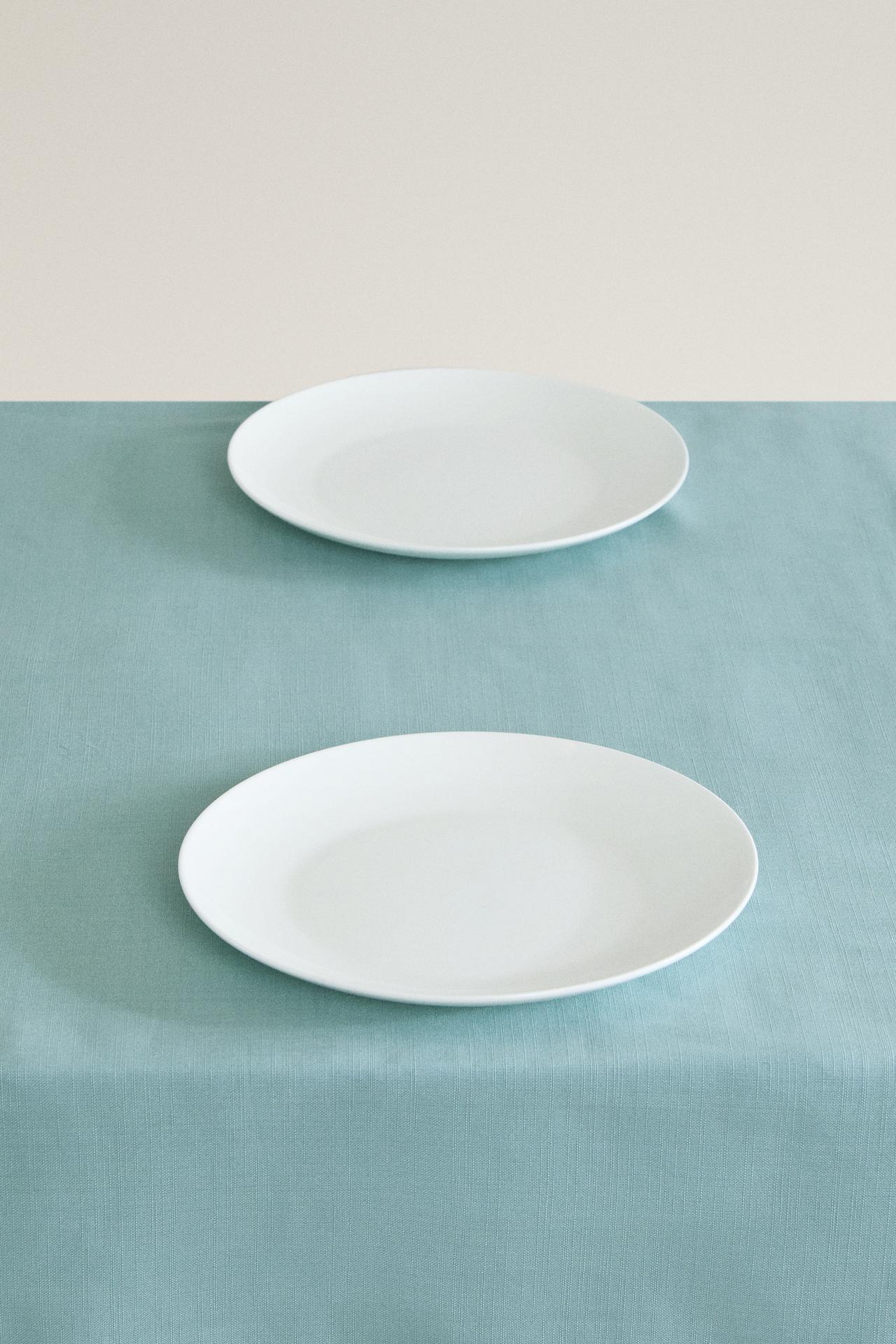 HEMSTITCHED COTTON TABLECLOTH — Bluish