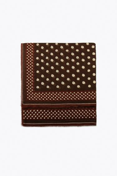 POLKA DOT SCARF - Brown by Zara