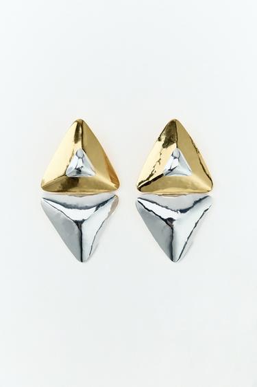 Zara MISMATCHED GEOMETRIC EARRINGS - Gold / Silver