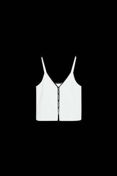 CONTRAST TRIM CAMISOLE TOP - Oyster-white by Zara - Image 0