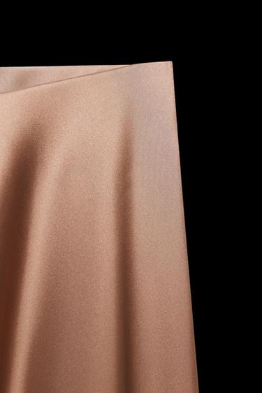 Zara SATIN MIDI SKIRT - Mid-camel