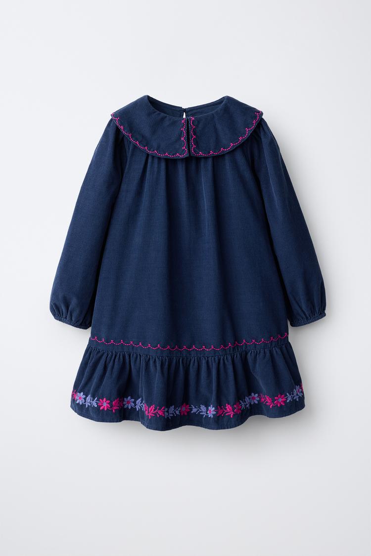 Vestido micropana flores bordadas