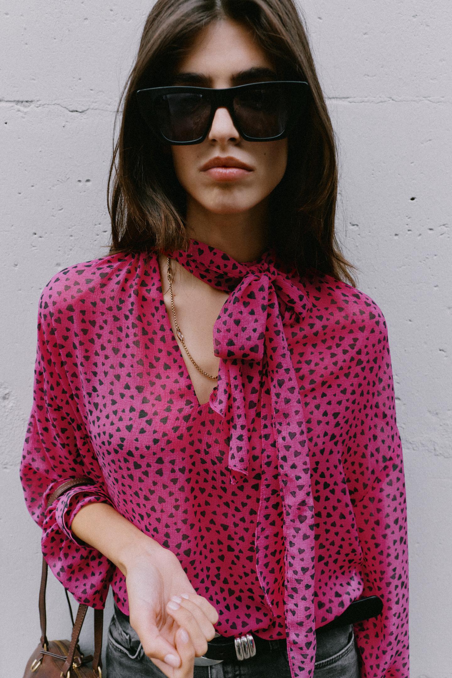 Женская блузка Zara Heart Print, цвет: Разноцветный — фото 4