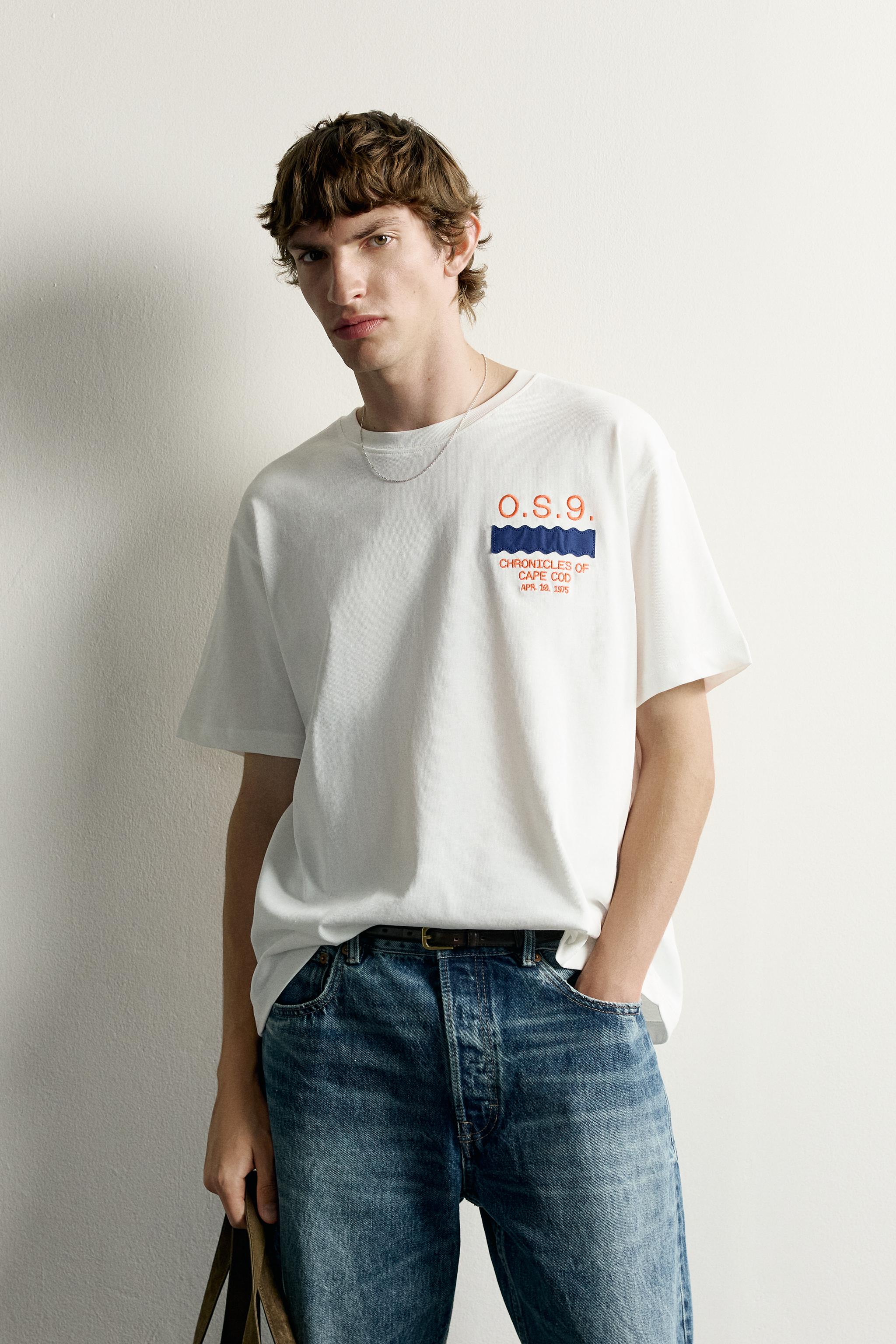 Zara RELAXED FIT KOMBİNE NAKIŞLI T-SHIRT görsel 2