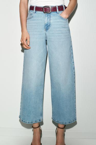 Z1975 HIGH-WAIST BELTED CULOTTES - Light blue by Zara