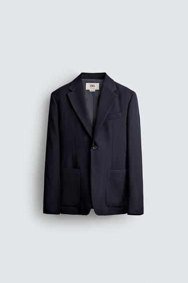 ÁO KHOÁC BLAZER REGULAR FIT KẺ CA RÔ 100% LEN - Màu xanh nước biển từ Zara