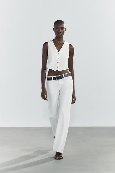 VEST MED CUT OUT BAGPÅ - råhvid fra Zara - Billede 0