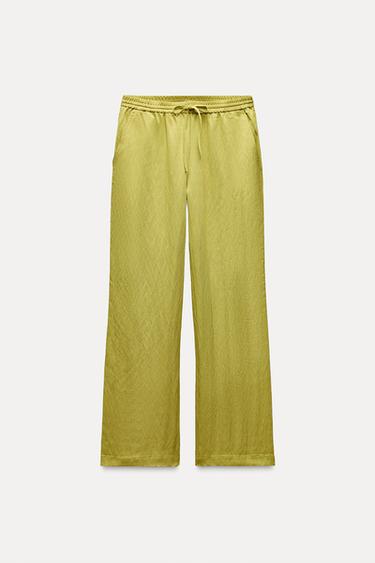 TROUSERS WITH AN ELASTICATED WAISTBAND - Olive green by Zara