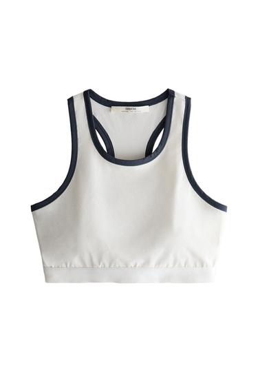 SPORTS TOP PIPING CONTRAST - Ecru by Zara