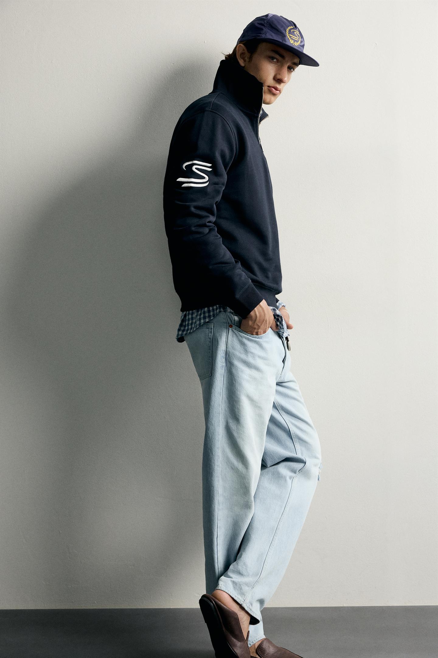 Мужская толстовка Zara Ayrton Senna © Senna Brands Embroidered Quarter-Zip, цвет: Тёмно-синий — фото 6