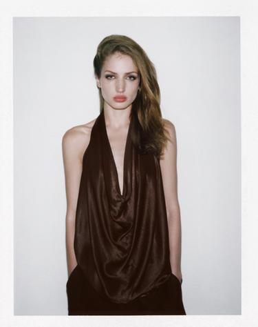 TOP HALTER ZW COLLECTION - Burgundy de Zara
