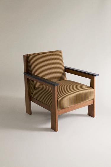FAUTEUIL EN FRÊNE À RAYURES - noir/jaune de Zara - Image 0