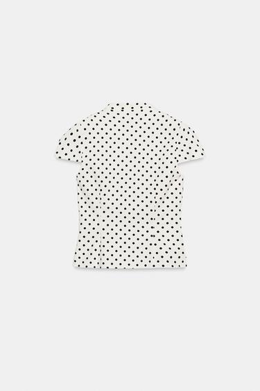POLKA DOT POPLIN TOP WITH POCKETS - Ecru / Black by Zara - Image 3