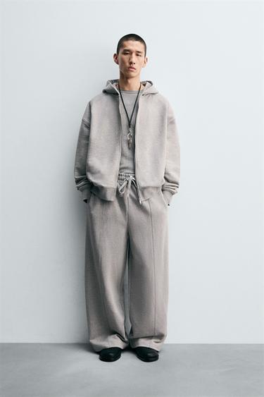 ZIP-UP HOODIE WITH LABEL - Grey marl by Zara