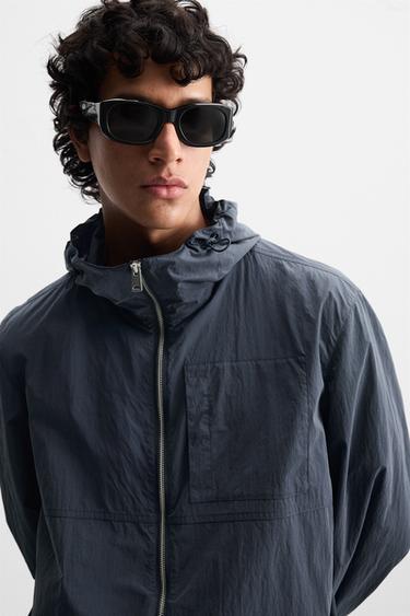 BLOUSON TECHNIQUE À CAPUCHE - Indigo clair de Zara - Image 4