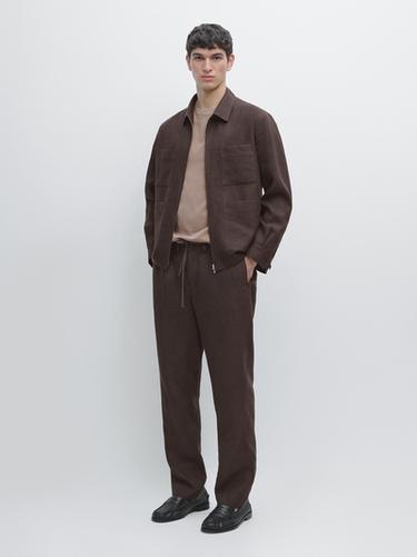 Zara Total look linen overshirt - Chocolate - Image 0