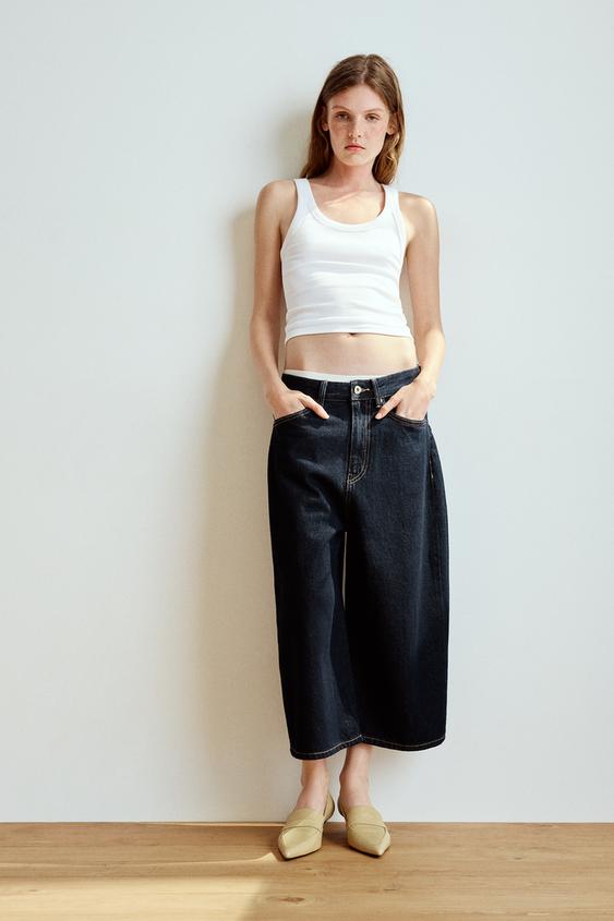 BERMUDA JORTS BAGGY DENIM TRF - Índigo oscuro de Zara - Imagen 0