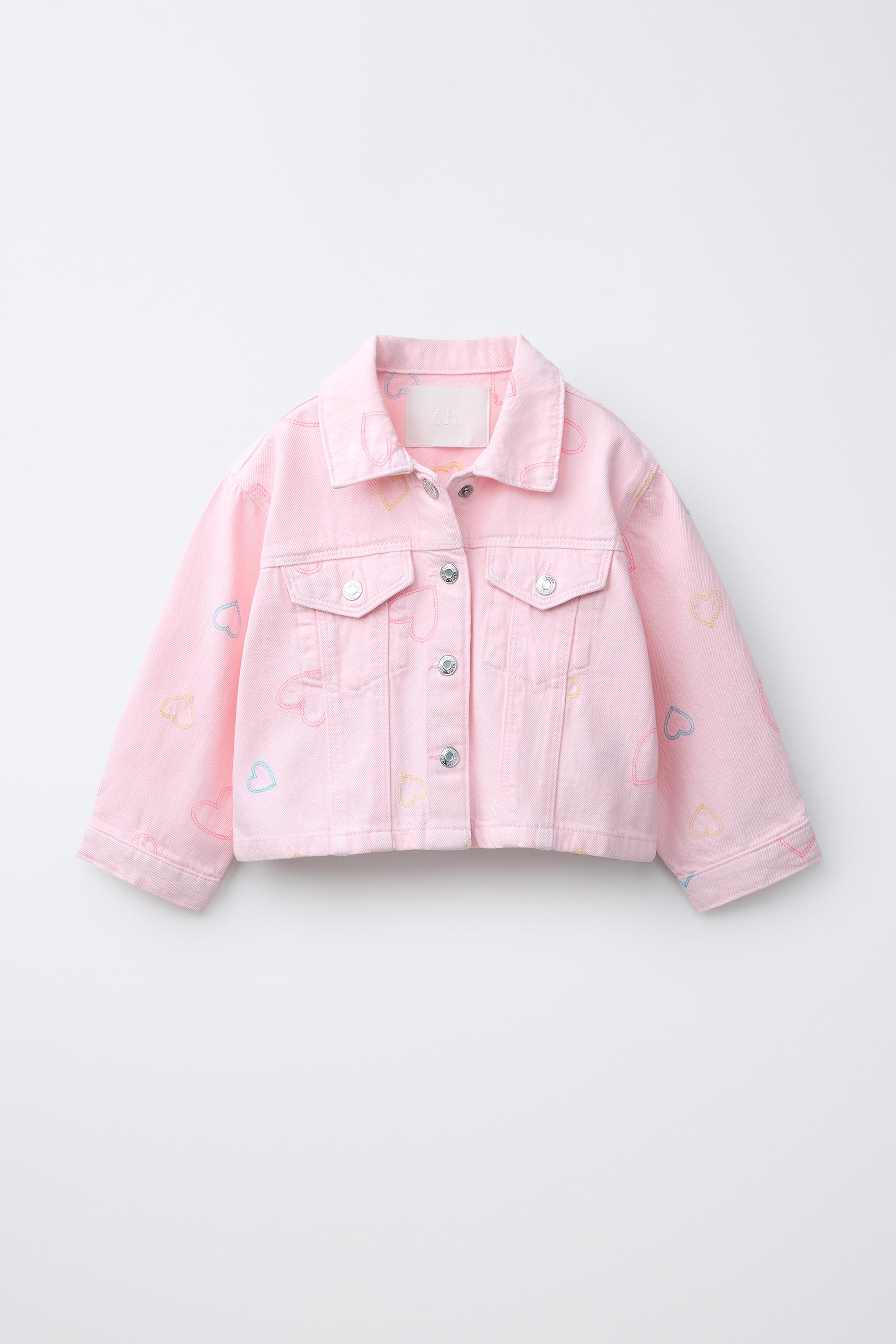 EMBROIDERED HEART TWILL JACKET - Pink | ZARA Canada