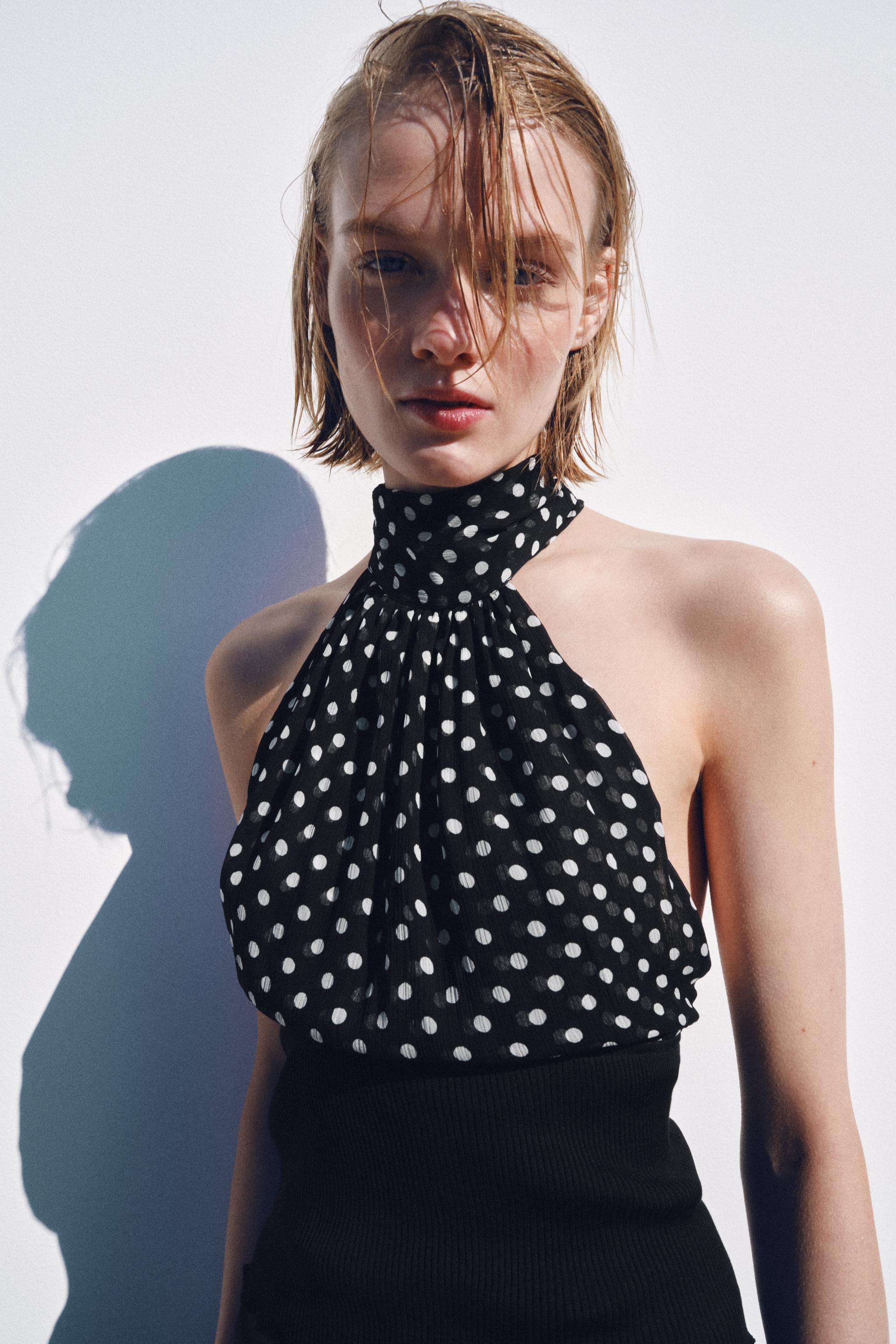 POLKA DOT HALTER TOP