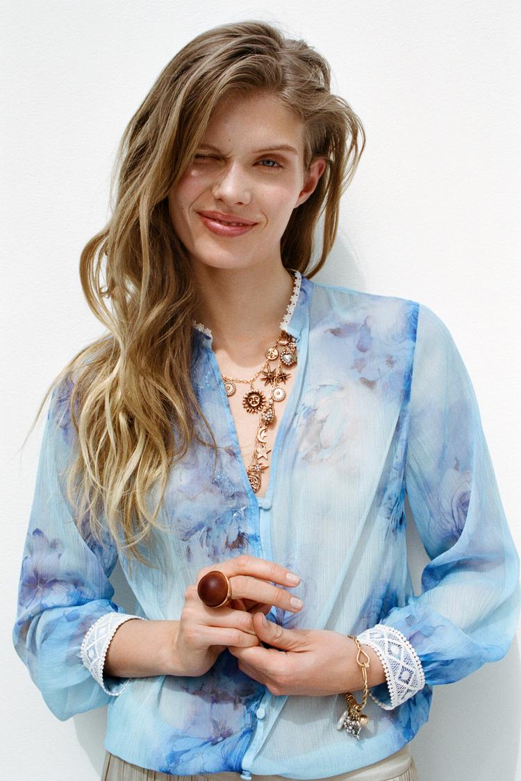 Blusa Estampada Elegantes Blusas De Fiesta Zara Camisa Estampada