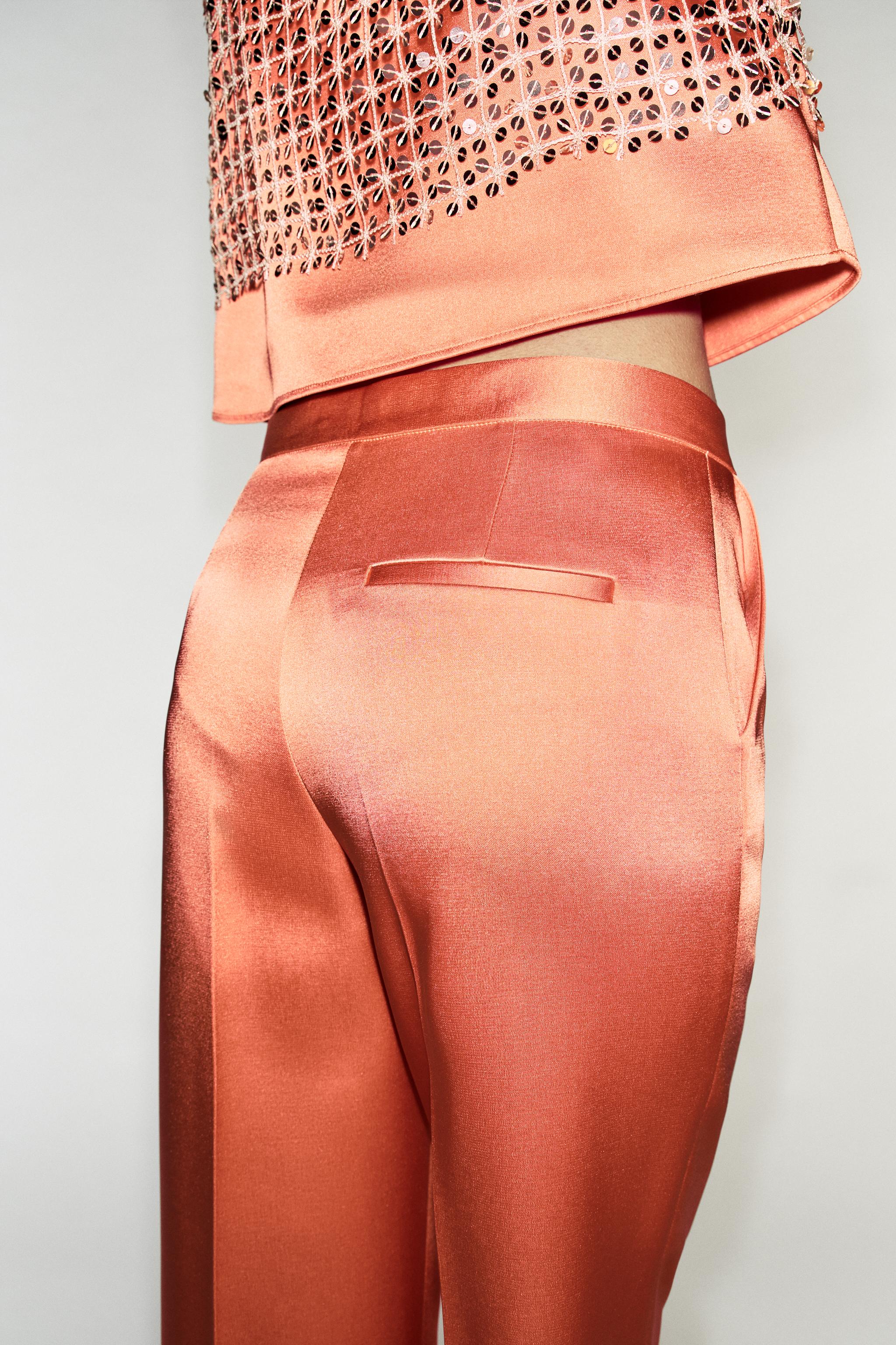 SATIN STRAIGHT-LEG TROUSERS