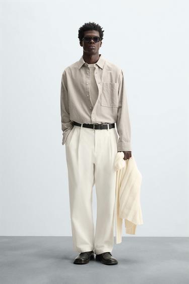 PLEATED TROUSERS - Oyster-white by Zara - Image 0