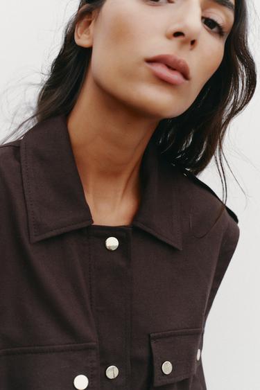 CARGO WAISTCOAT WITH LINEN - Brown by Zara - Image 3