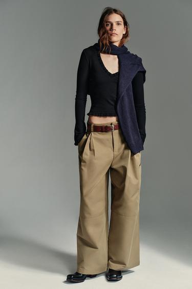 TOP AVEC MANCHES LONGUES À VOLANTS - Noir de Zara