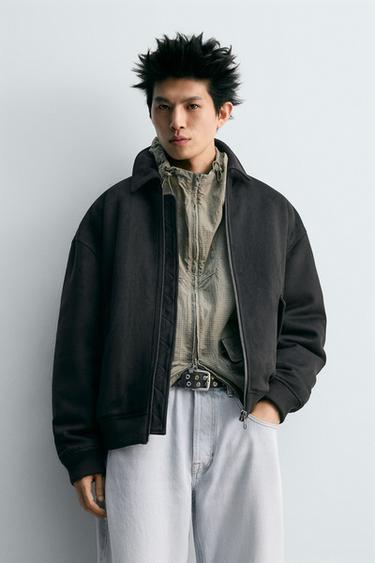 FAUX SUEDE QUILTED JACKET - Black by Zara