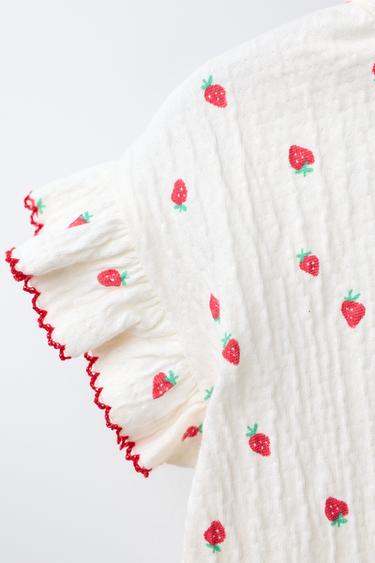 TEXTURED STRAWBERRY T-SHIRT - Oyster-white by Zara - Image 2