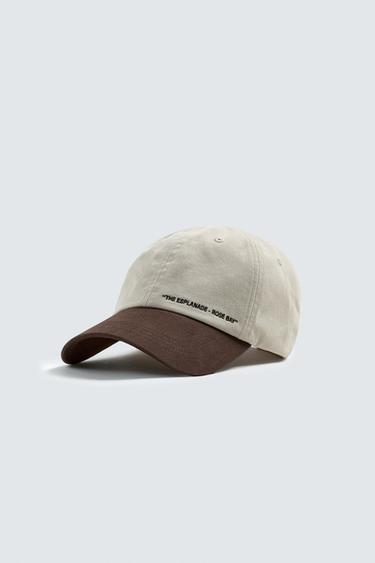 CONTRAST EMBROIDERED CAP - Brown / Ecru by Zara