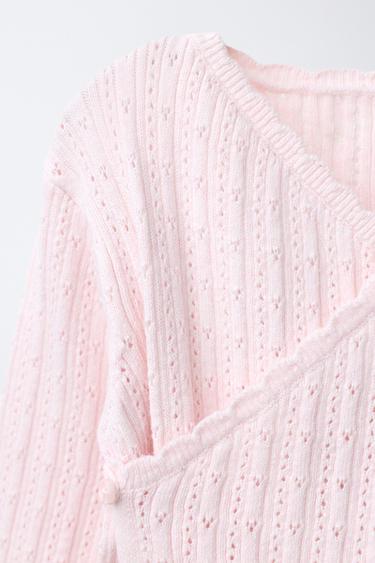 PULL EN MAILLE AJOURÉ - Rose pâle de Zara - Image 2