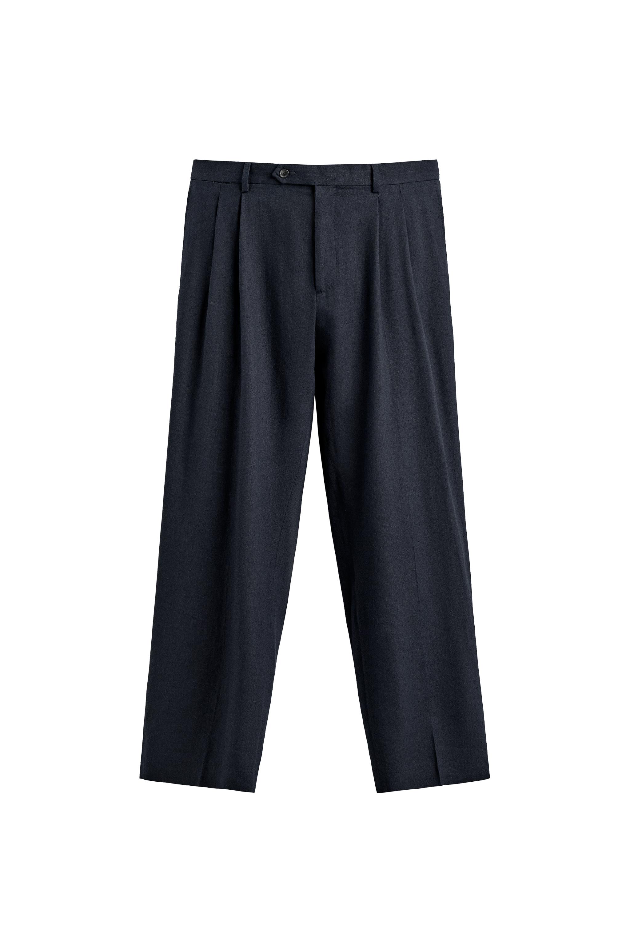 PANTALON PLISSÉ COUPE DÉCONTRACTÉE 100% LAINE