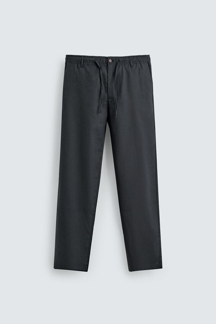 ZARA RELAXED FIT COTTON/LINEN TROUSERS