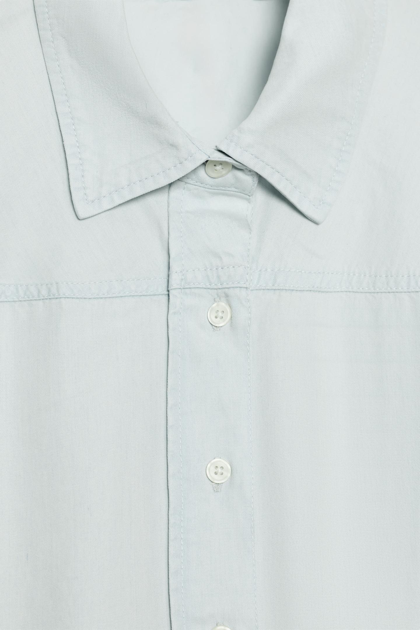Женская рубашка Zara Flowy Short Sleeve, цвет: Светлый синий — фото 8