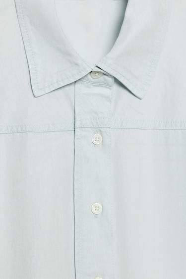 CHEMISE FLUIDE À MANCHES COURTES - Bleu clair de Zara - Image 7