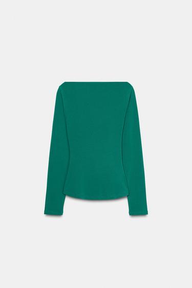 TOP CINTURA DRAPEADA - Verde de Zara