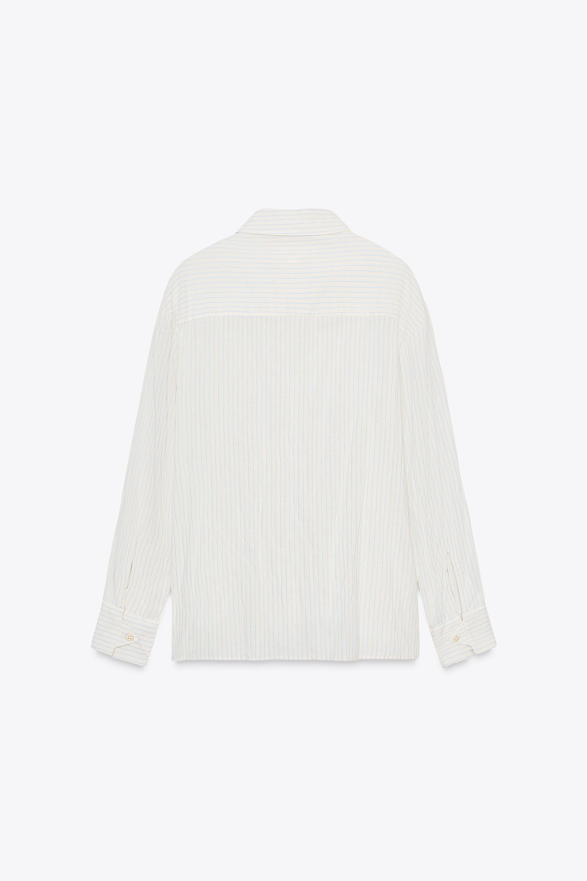 トップス Stripe Sheer Shirt ZW COLLECTION WRINKLED STRIPED SHIRT - Ecru | ZARA United States
