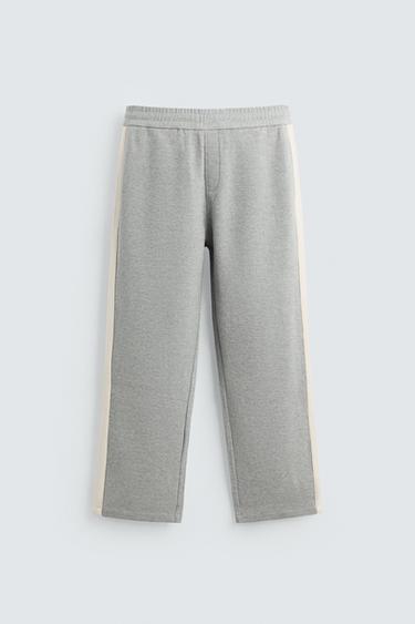 CONTRAST STRIPE JOGGER TROUSERS - Grey marl by Zara - Image 0