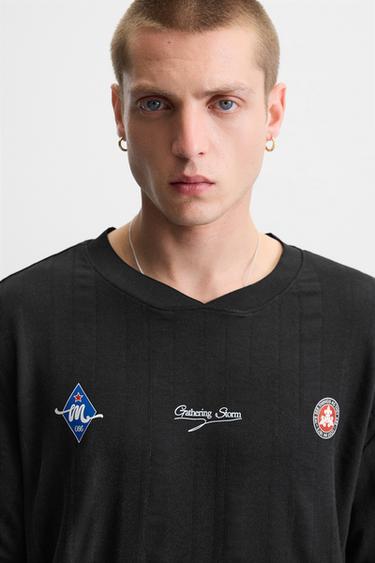 RETRO FOOTBALL PRINT T-SHIRT - Black by Zara - Image 4