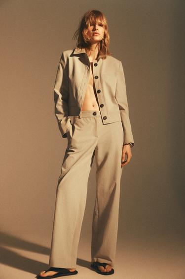 STRAIGHT FIT TROUSERS - camel by Zara