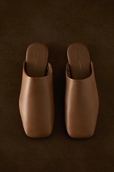 LEATHER MULE SLIPPERS - Коричневий Zara - Зображення 0