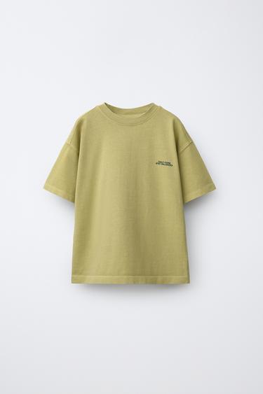 SLOGAN T-SHIRT - washed green by Zara