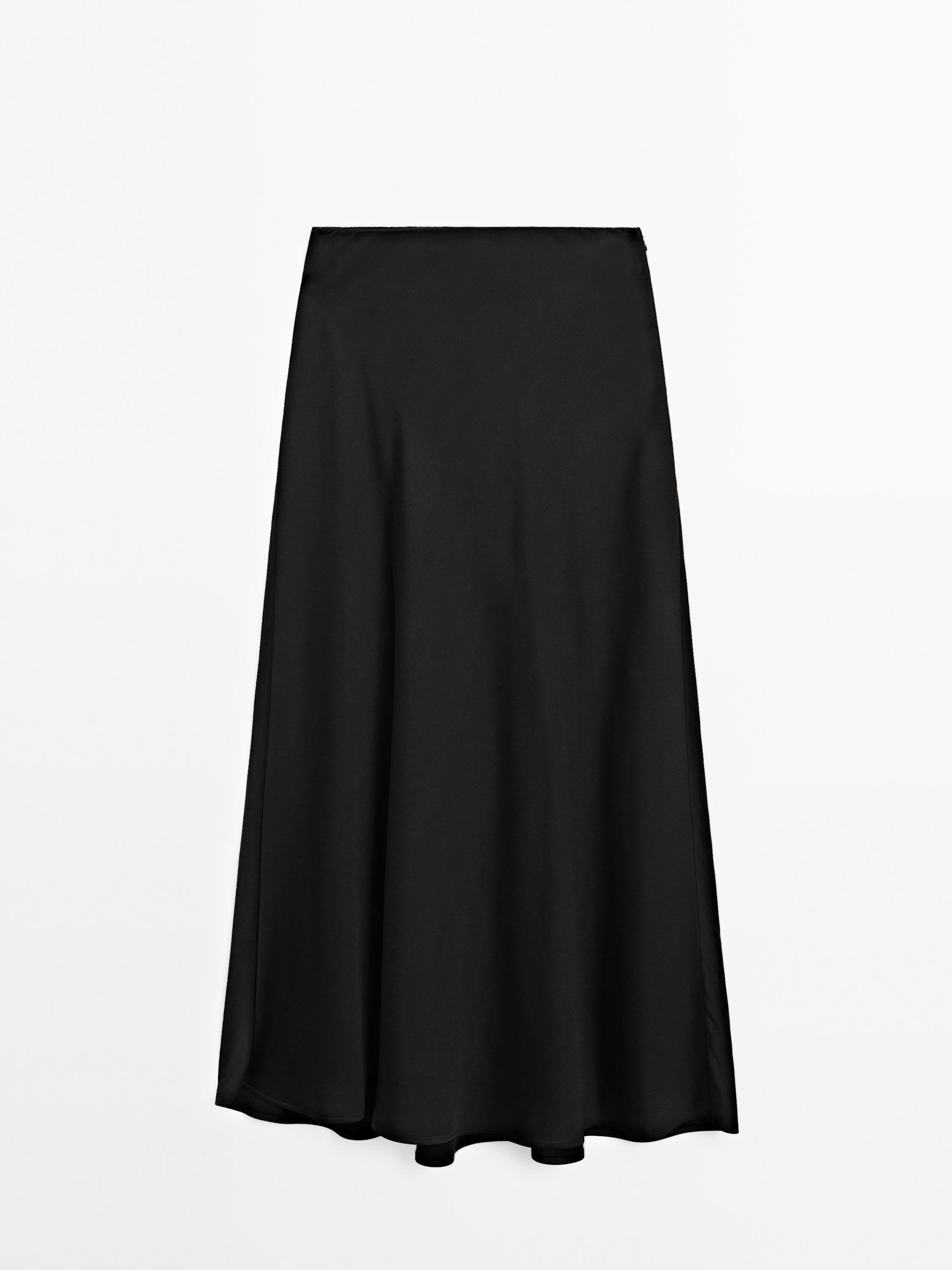Jupe midi fluide satinée